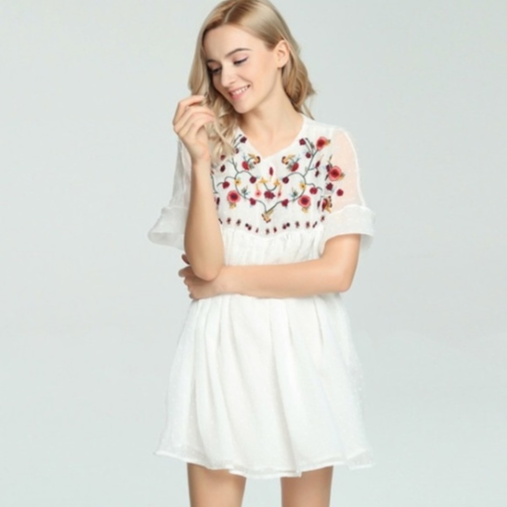 Zara embroidered dress/ jumpsuit